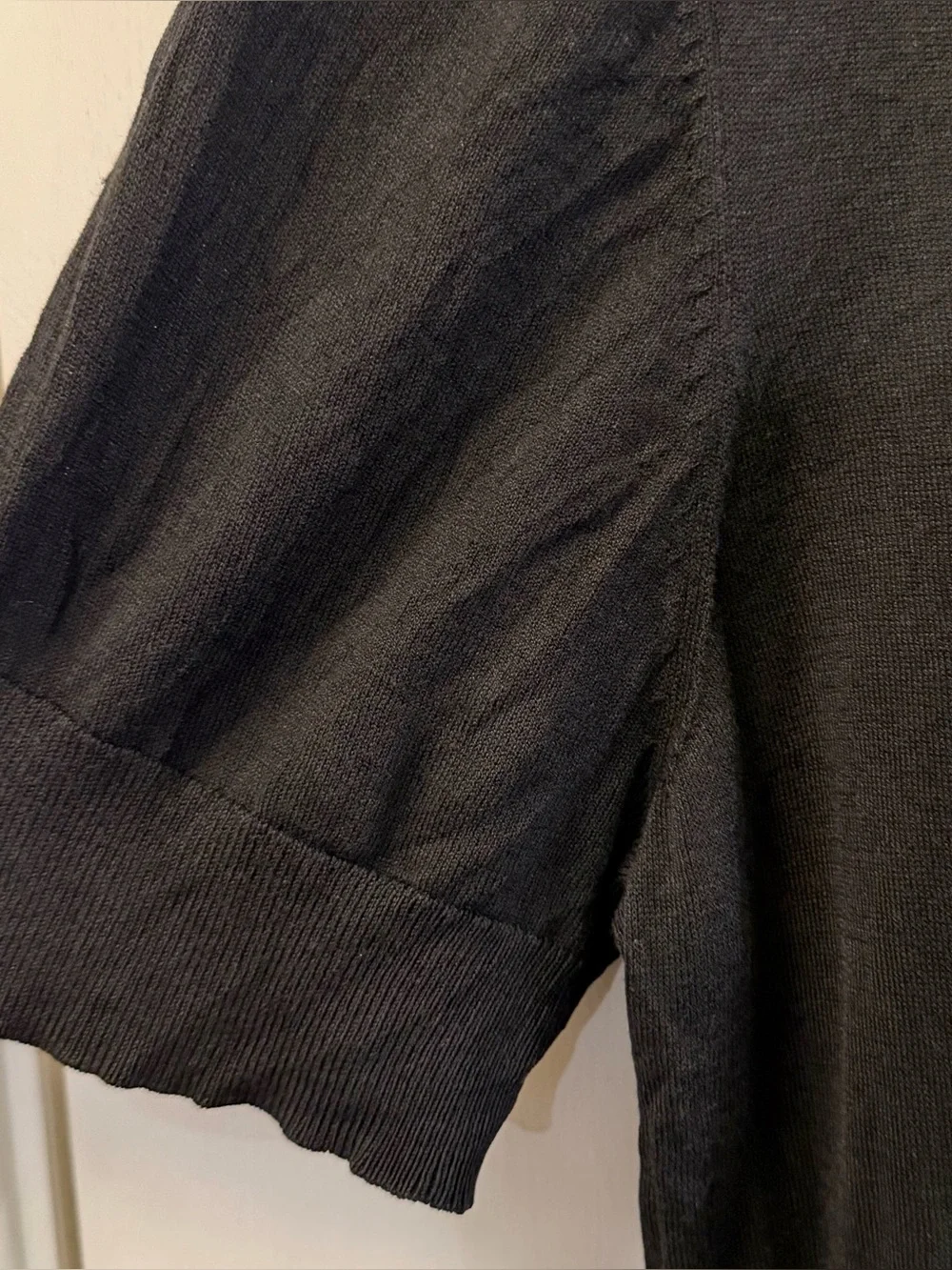 Ann Taylor Black Short-Sleeve Button-Front Top